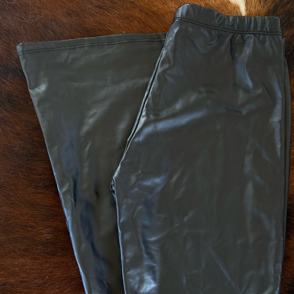 Faux leather bell bottoms